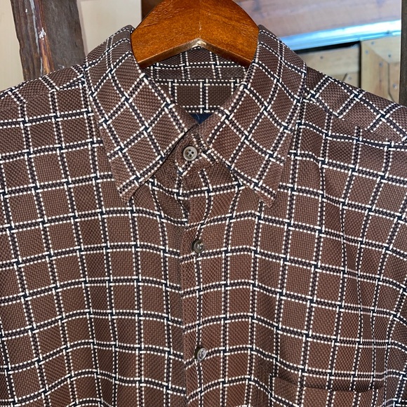 scott barber shirt large Long Sleeve Button Up 100% Linen Plaid - Picture 1 of 5